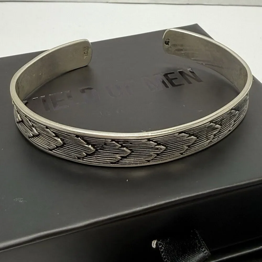 Yield Of Men 925 Sterling Silver Etched Cuff Bracelet 20.54g